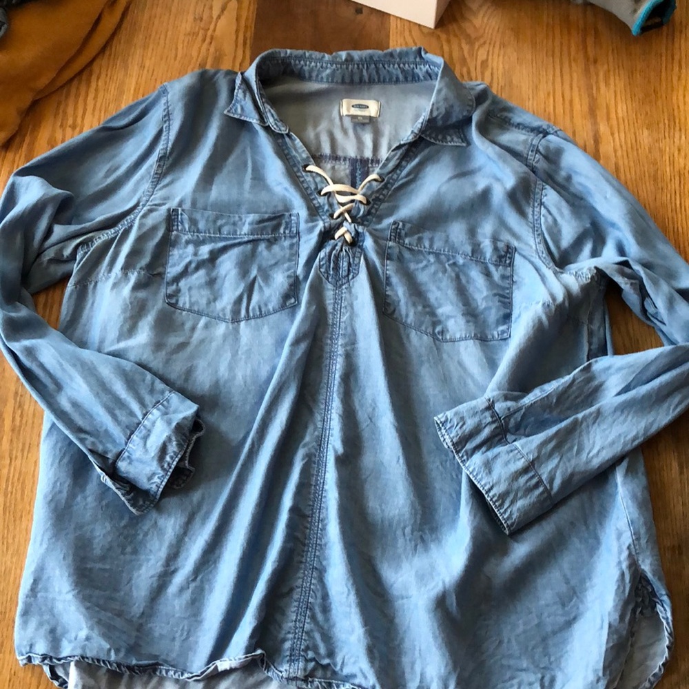 Denim style-blouse